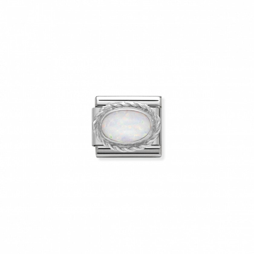 Nomination Classic Link Twisted Setting White Opal Charm