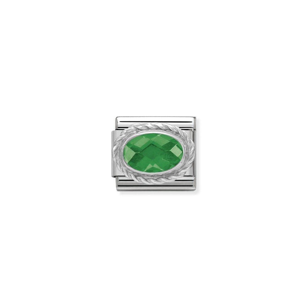 Nomination Classic Link Twisted Setting Faceted Cubic Zirconia Emerald Green Charm