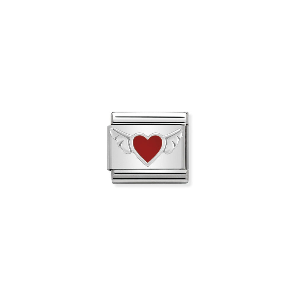 Nomination Classic Link Symbols Silver and Enamel Heart with Wings