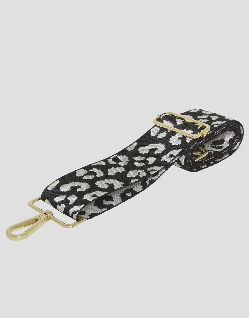 Alice Wheeler Bag Strap - Black & Silver Leopard