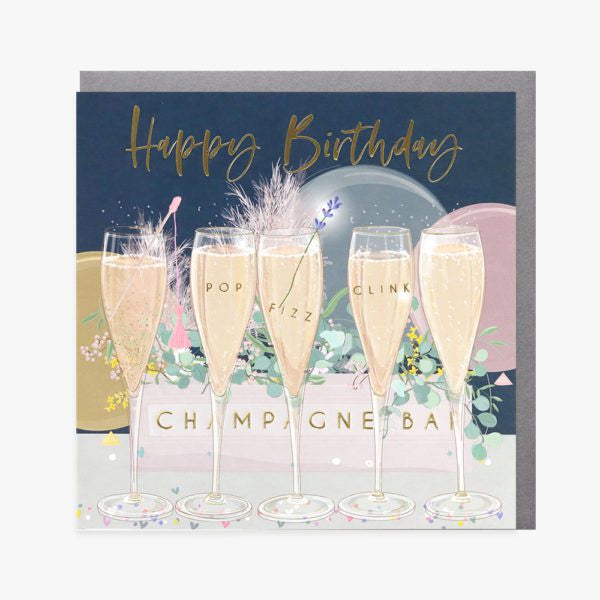 Belly Button Birthday Champagne Greetings Card
