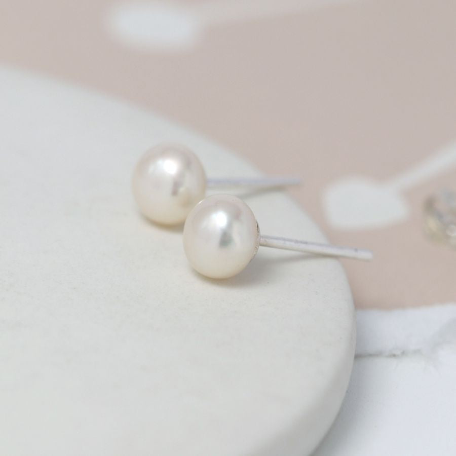 POM White Freshwater Pearl Earrings
