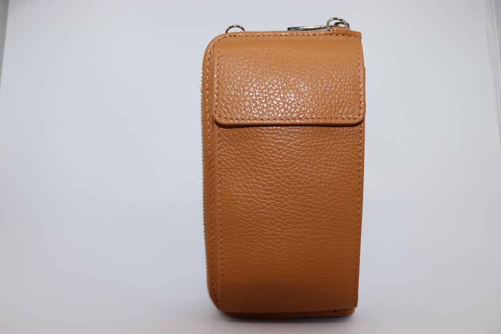Bagitali Crossbody Leather Purse / Phone Bag - Tan