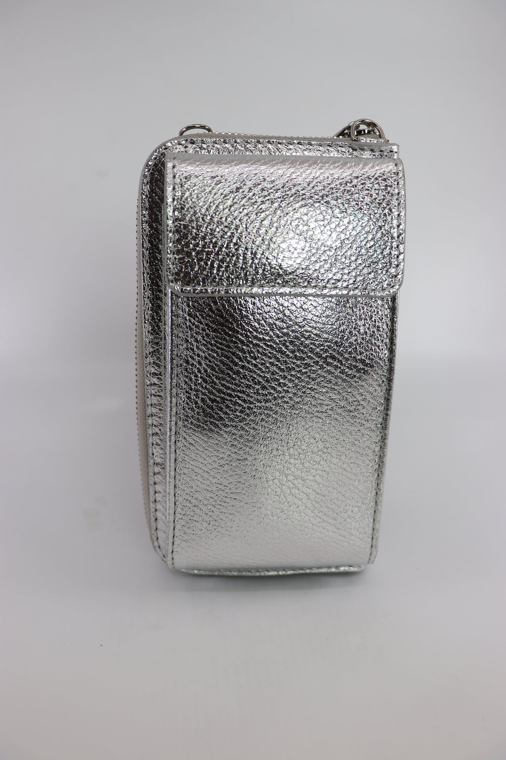 Bagitali Crossbody Leather Purse / Phone Bag - Silver