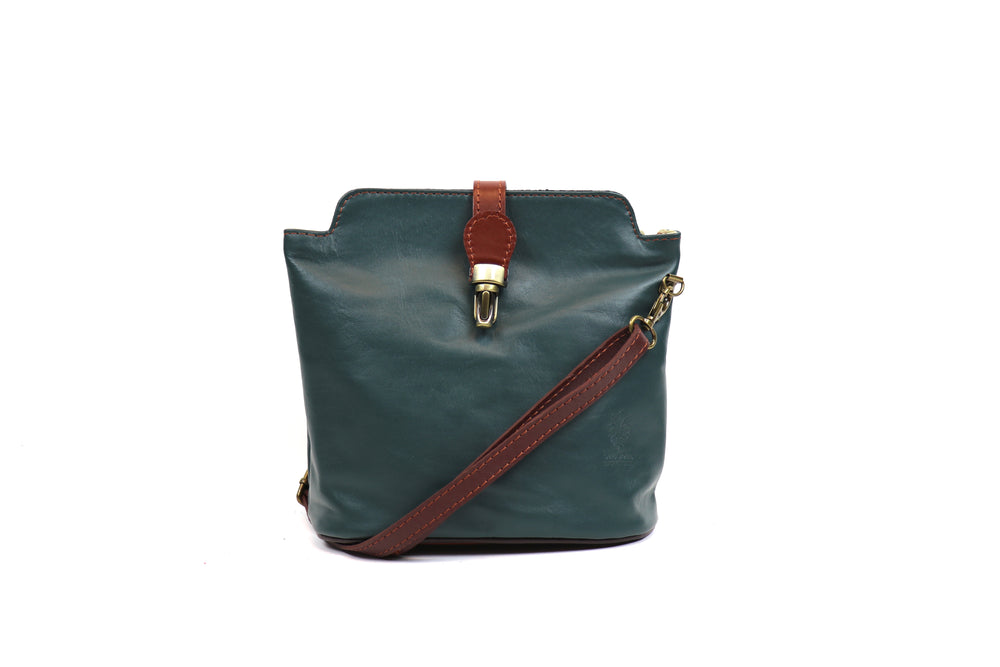 Bagitali Venecia Leather Clip Crossbody Bag - Dark Green