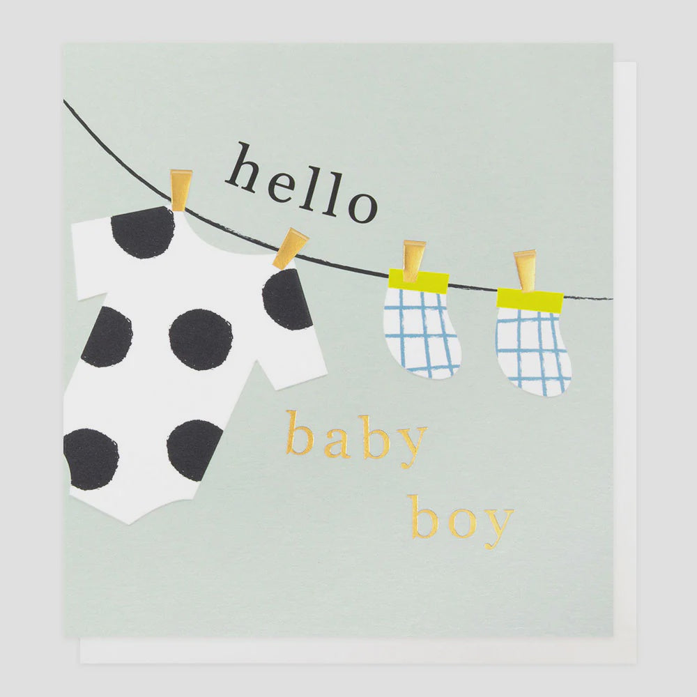 Caroline Gardner Hello Baby Boy Greetings Card