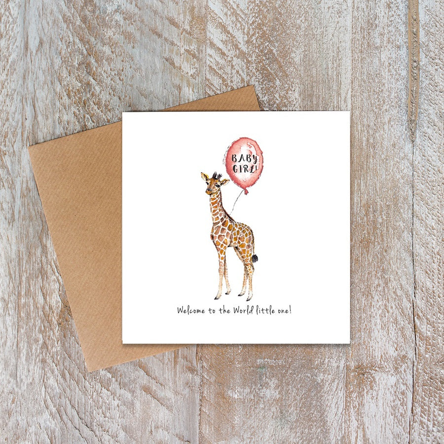 Toasted Crumpet Greetings Card - Baby Girl Giraffe