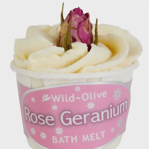 Wild Olive Bath Melt - Rose Geranium Souffle