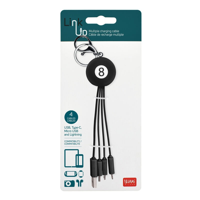 Legami Link Up Multi Charging Cable - 8 Ball