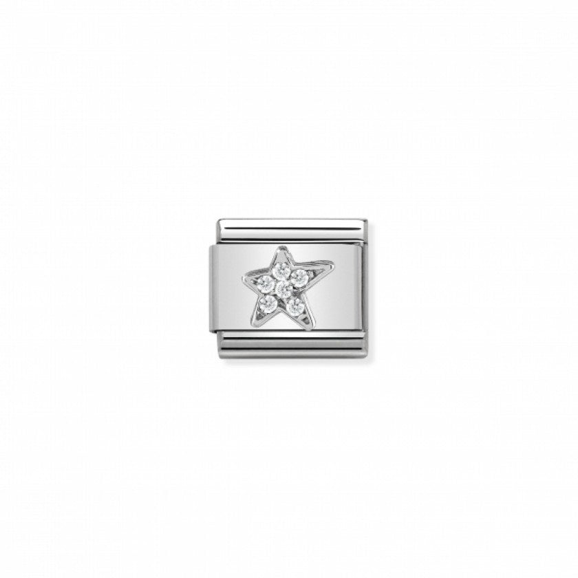 Nomination Classic Link Cubic Zirconia and Silver Asymmetric Star Charm