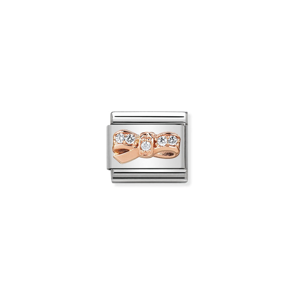 Nomination Classic Link Symbols 9K Rose Gold and Cubic Zirconia Bow Cherie Charm