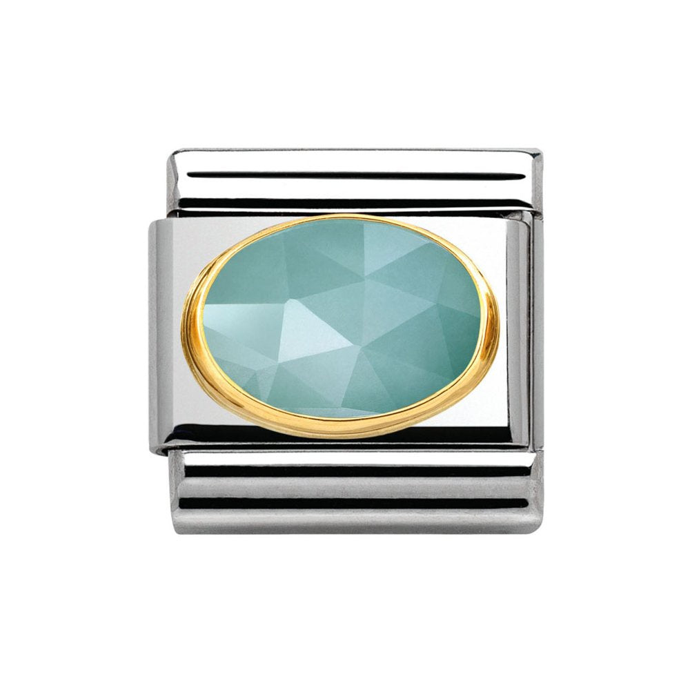 Nomination Faceted Jade Light Blue with 18k Gold