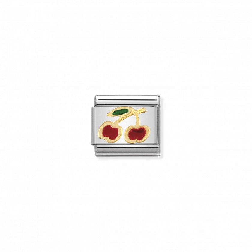 Nomination Classic Link Gold and Enamel Cherries Charm