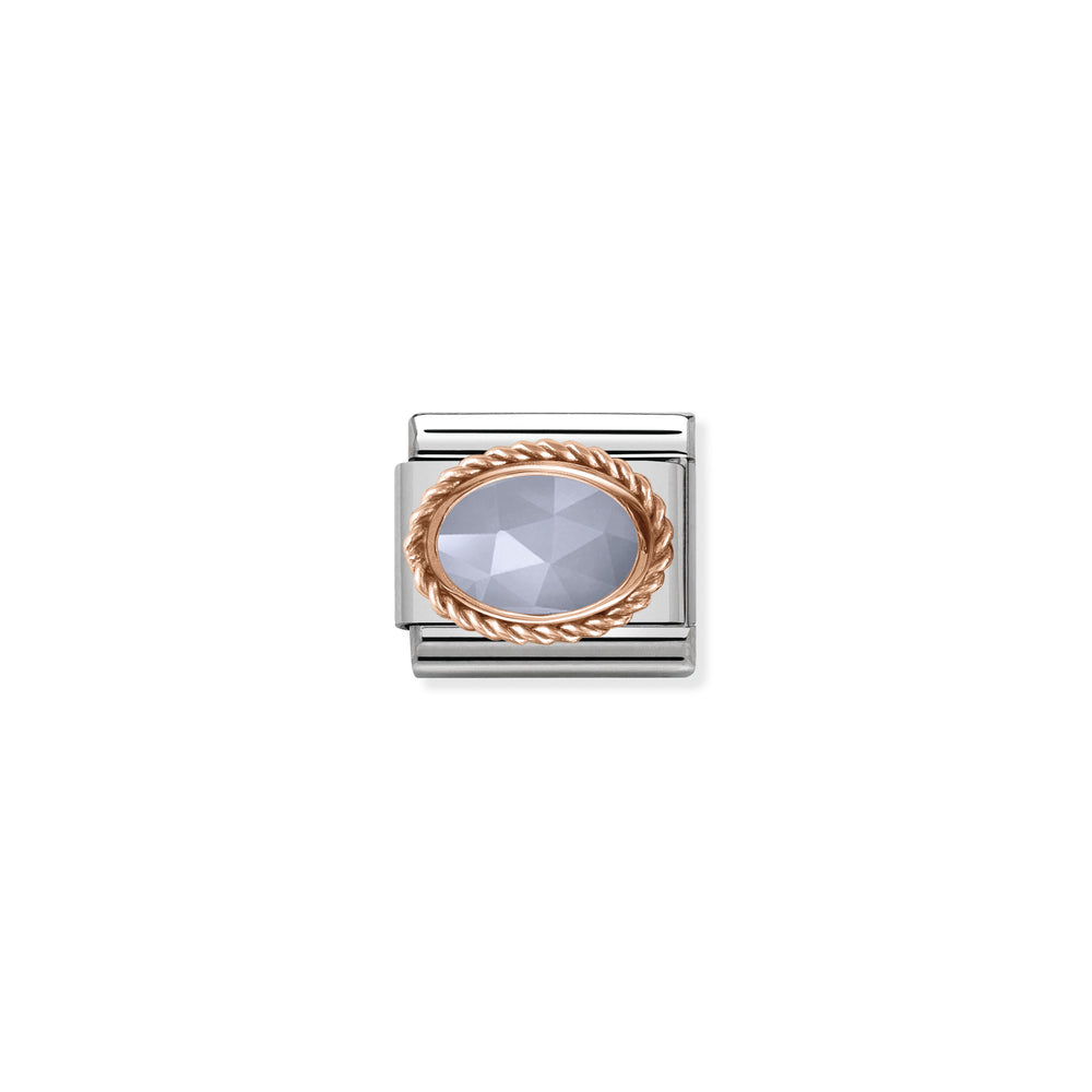 Nomination Classic Link Rich Setting Stone Rose Gold Bandaged Agate