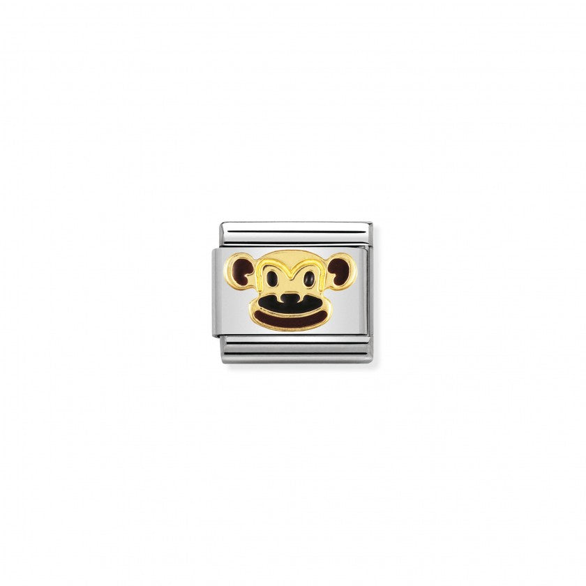 Nomination Classic Link Gold and Enamel Monkey Charm