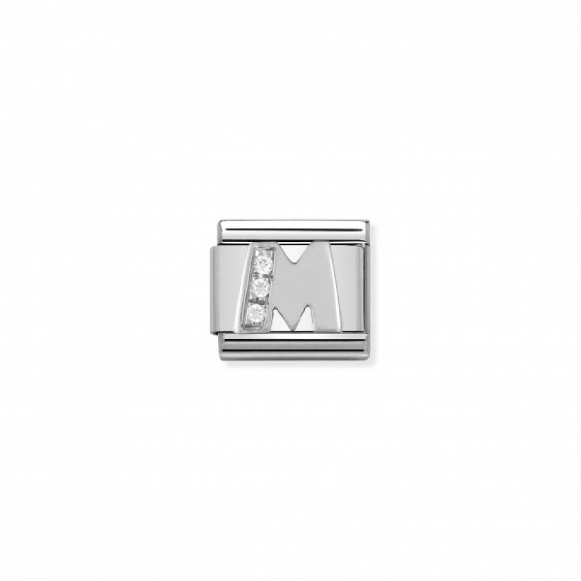 Nomination Classic Link Alphabet Silver and Cubic Zirconia Letter M Charm