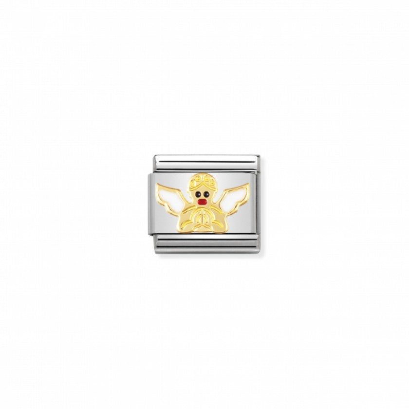 Nomination Classic Link Gold and Enamel Christmas Angel Charm