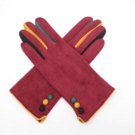Miss Sparrow - Gloves With Buttons - Plum