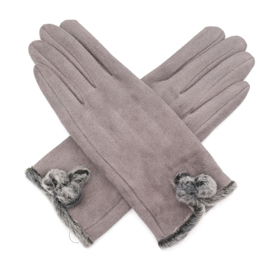 Pom Pom Gloves - Grey