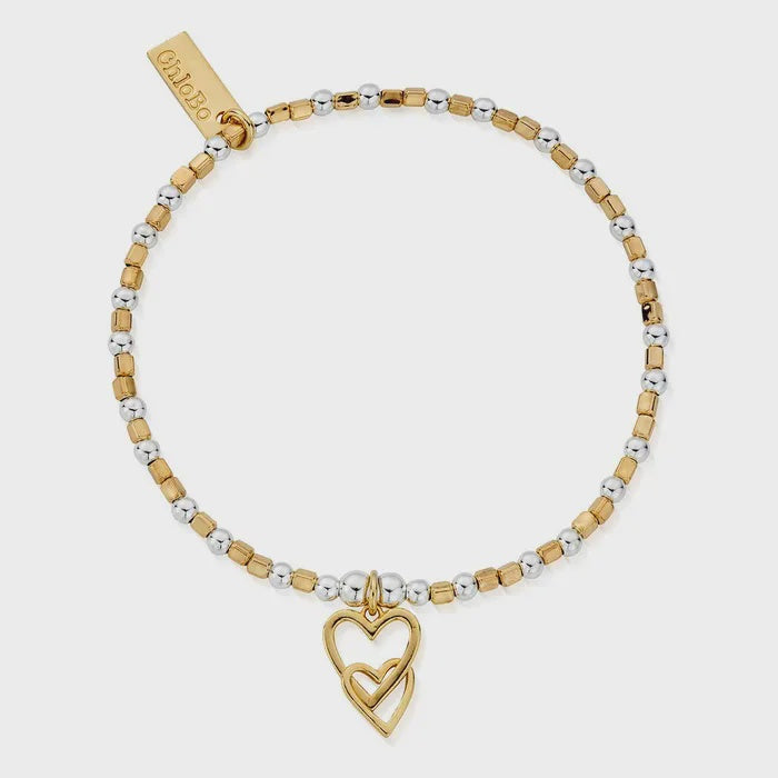 ChloBo Gold and Silver Interlocking Love Heart Bracelet