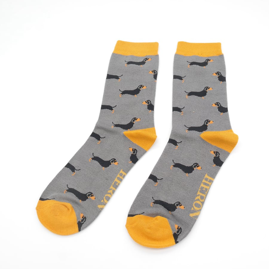 Mr Heron Little Sausage Dog Socks - Grey
