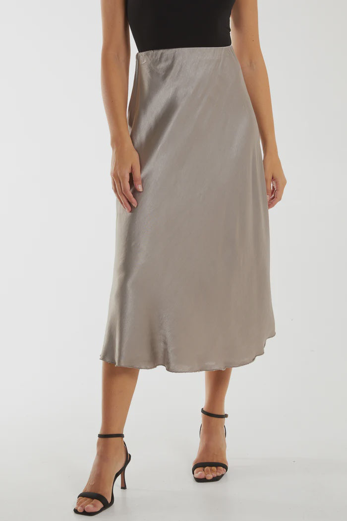 Long Satin Skirt - Stone