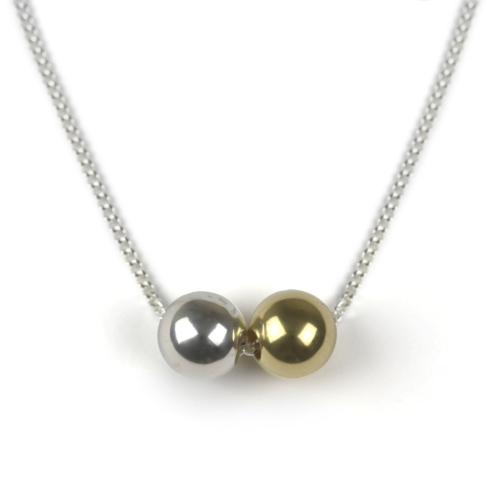 Tales From The Earth Two Friends Double Sphere Necklace - Silver & Gold