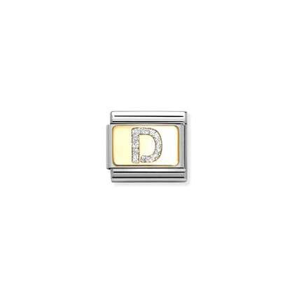 Nomination Classic Gold Charm - Glitter Letter D