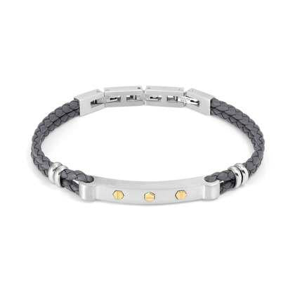 Nomination Manvision Bracelet - Steel & Grey Synthetic Leather